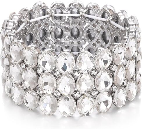 EleQueen Multilayer Tennis Bracelet Crystal for Bride Bridesmaid, 3-Layers Wedding Bridal Rhinestone for Women in Saudi Arabia