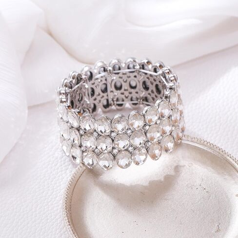 EleQueen Multilayer Tennis Bracelet Crystal for Bride Bridesmaid, 3-Layers Wedding Bridal Rhinestone for Women in Saudi Arabia