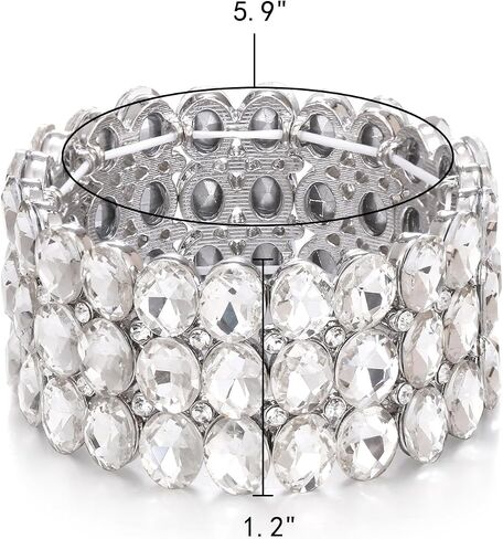 EleQueen Multilayer Tennis Bracelet Crystal for Bride Bridesmaid, 3-Layers Wedding Bridal Rhinestone for Women in Saudi Arabia