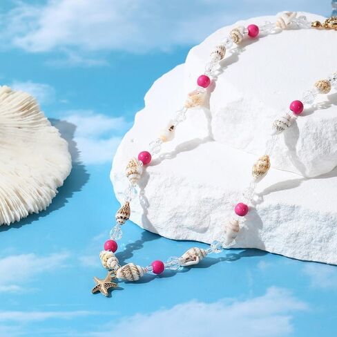 Seashell Necklace Gold Plated Starfish Necklace Bohemian Beach Imitation Pearl Necklaces for Women Summer Layered Sequins Starfish Shell Beaded Choker Necklace Party Holiday Jewelry in Saudi Arabia