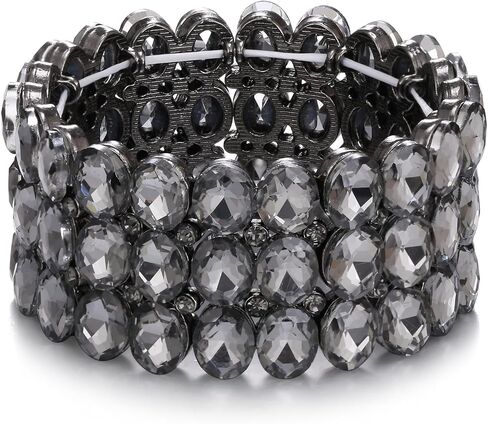 EleQueen Multilayer Tennis Bracelet Crystal for Bride Bridesmaid, 3-Layers Wedding Bridal Rhinestone for Women in Saudi Arabia