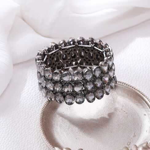EleQueen Multilayer Tennis Bracelet Crystal for Bride Bridesmaid, 3-Layers Wedding Bridal Rhinestone for Women in Saudi Arabia