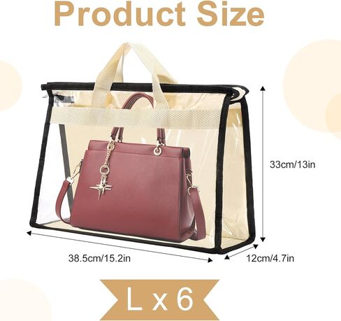 Dust Bags for Handbags,6 Pack Clear Handbag Storage Organizer,Purse Storage Bag with Zipper and Handle,Handbag Dust Bags for Closet Hanging Storage (6pcs L) in Saudi Arabia