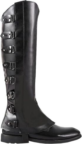 Medieval Knight Retro Armor Boot Covers Medieval Boot Covers Men Medieval Leg Covers Pirate Boot Covers PU Leather Waterproof Leg Guards Outdoor Boot Covers Renaissance Costume Accessories (Black) in Saudi Arabia
