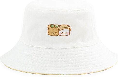 Milk and Mocha Reversible Bucket Hat in White/Yellow or Light Purple/Midnght Blue Authentic Merchandise Cute in Kuwait