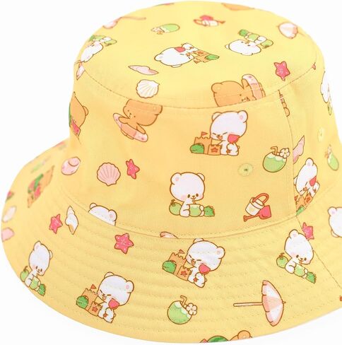 Milk and Mocha Reversible Bucket Hat in White/Yellow or Light Purple/Midnght Blue Authentic Merchandise Cute in Kuwait
