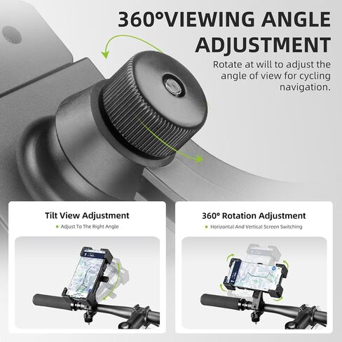 ROCKBROS Bike Phone Holder, Motorcycle Phone Mount, Anti-Shake Cell Phone Holder, 360° Adjustable for iPhone 16, 15 Pro Max/Plus, S9, S10 and More 4.7" to 7" Smartphones，Black in Kuwait