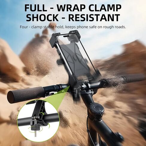 ROCKBROS Bike Phone Holder, Motorcycle Phone Mount, Anti-Shake Cell Phone Holder, 360° Adjustable for iPhone 16, 15 Pro Max/Plus, S9, S10 and More 4.7" to 7" Smartphones，Black in Kuwait