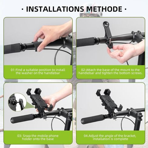 ROCKBROS Bike Phone Holder, Motorcycle Phone Mount, Anti-Shake Cell Phone Holder, 360° Adjustable for iPhone 16, 15 Pro Max/Plus, S9, S10 and More 4.7" to 7" Smartphones，Black in Kuwait