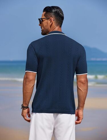 COOFANDY Mens Knit Polo Shirts Button Down Short Sleeve Shirt Summer Casual Beach Vacation Tops in Saudi Arabia
