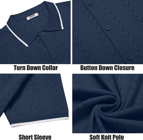 COOFANDY Mens Knit Polo Shirts Button Down Short Sleeve Shirt Summer Casual Beach Vacation Tops in Saudi Arabia