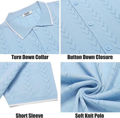 COOFANDY Mens Knit Polo Shirts Button Down Short Sleeve Shirt Summer Casual Beach Vacation Tops in Saudi Arabia