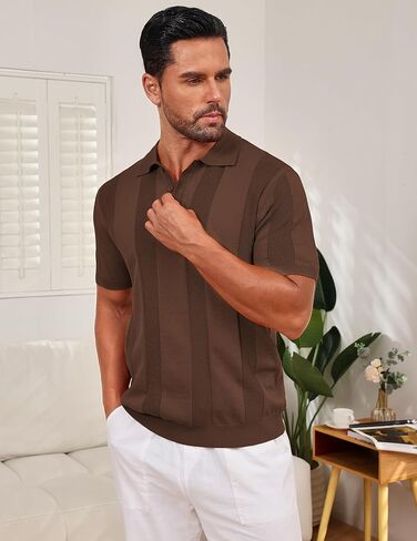 vssjavun رجال القمصان البولو متماسكة الأكمام قصيرة قميص متبست in Kuwait