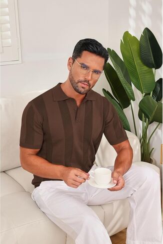 vssjavun رجال القمصان البولو متماسكة الأكمام قصيرة قميص متبست in Kuwait