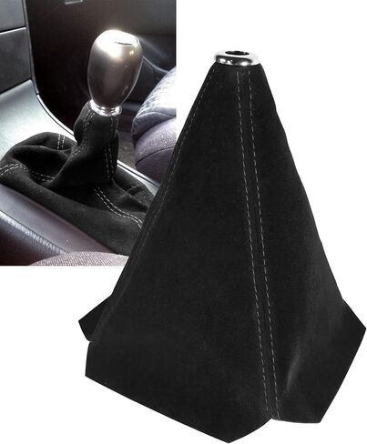 yakefly Universal Car Shift Boots Shift Cover Guird Cover Mt Mt Gear Shift ، Pu Leather Shifter Boot Retainer Shift shift shifter shifter boot geaiter cover (black suede/stitching) in Kuwait