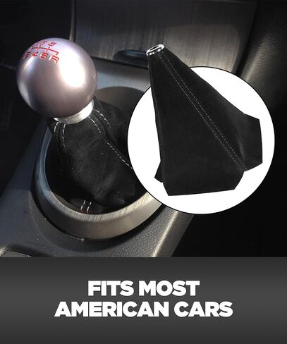 yakefly Universal Car Shift Boots Shift Cover Guird Cover Mt Mt Gear Shift ، Pu Leather Shifter Boot Retainer Shift shift shifter shifter boot geaiter cover (black suede/stitching) in Kuwait