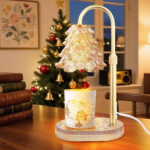 Candle Warmer Lamp with Timer Dimmable Adjustable Height Christmas Tree Shape Wax Warmer Lamp for Jar Candles With 2 Bulbs, Birthday Gifts for Women Mom, House Warming Gifts New Home Deco - Green in Saudi Arabia