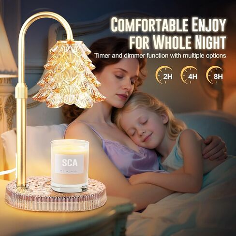Candle Warmer Lamp with Timer Dimmable Adjustable Height Christmas Tree Shape Wax Warmer Lamp for Jar Candles With 2 Bulbs, Birthday Gifts for Women Mom, House Warming Gifts New Home Deco - Green in Saudi Arabia