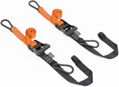 Powertye 1.5in × 6.5 قدمًا من الأشرطة الخاصة بالإصدار الشقوق مع خطاف حمولة عمل ناعمة وسوداء - 1000 رطل - مصنوعة في الولايات المتحدة الأمريكية - برتقالي/أسود (زوج) in Kuwait