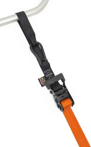 Powertye 1.5in × 6.5 قدمًا من الأشرطة الخاصة بالإصدار الشقوق مع خطاف حمولة عمل ناعمة وسوداء - 1000 رطل - مصنوعة في الولايات المتحدة الأمريكية - برتقالي/أسود (زوج) in Kuwait