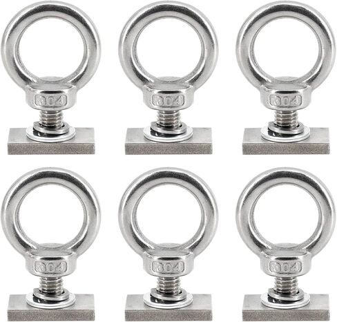 6pcs T Track Mount Tie Down Anchor Kit M8 for Roof Rack 304 Stainless Steel with Nuts & Lifting Eye Bolts for 4WD Awnings & Accessories in Saudi Arabia