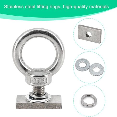 6pcs T Track Mount Tie Down Anchor Kit M8 for Roof Rack 304 Stainless Steel with Nuts & Lifting Eye Bolts for 4WD Awnings & Accessories in Saudi Arabia