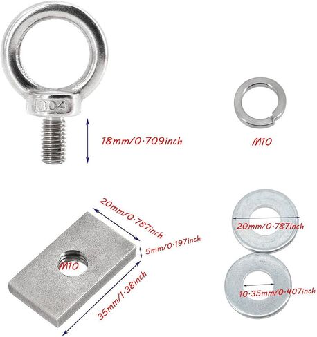 6pcs T Track Mount Tie Down Anchor Kit M8 for Roof Rack 304 Stainless Steel with Nuts & Lifting Eye Bolts for 4WD Awnings & Accessories in Saudi Arabia