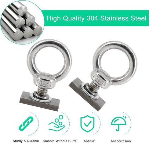 6pcs T Track Mount Tie Down Anchor Kit M8 for Roof Rack 304 Stainless Steel with Nuts & Lifting Eye Bolts for 4WD Awnings & Accessories in Saudi Arabia