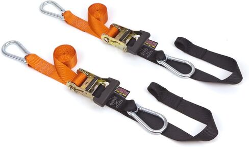 Powertye 1.5in × 6.5 قدمًا من الأشرطة الخاصة بالإصدار الشقوق مع خطاف حمولة عمل ناعمة وسوداء - 1000 رطل - مصنوعة في الولايات المتحدة الأمريكية - برتقالي/أسود (زوج) in Kuwait