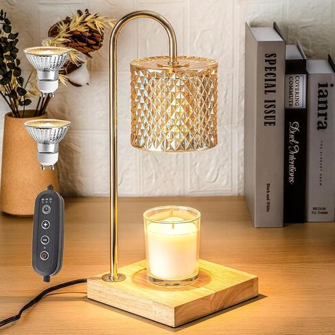 Flameless Candle Warmer Lamp with Timer - Upgraded Candle Warming Lamp with Dimmable Adjustable Height ，Electric Wax Melt Warmer with 2 Bulbs f,Ideal Gift Choice，Electric Candle Warmer Lamp for Office in Saudi Arabia