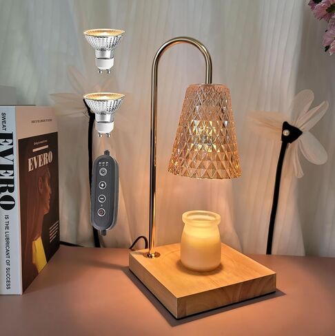Flameless Candle Warmer Lamp with Timer - Upgraded Candle Warming Lamp with Dimmable Adjustable Height ，Electric Wax Melt Warmer with 2 Bulbs f,Ideal Gift Choice，Electric Candle Warmer Lamp for Office in Saudi Arabia