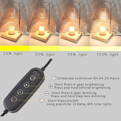 Flameless Candle Warmer Lamp with Timer - Upgraded Candle Warming Lamp with Dimmable Adjustable Height ，Electric Wax Melt Warmer with 2 Bulbs f,Ideal Gift Choice，Electric Candle Warmer Lamp for Office in Saudi Arabia