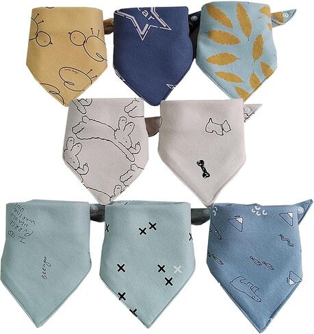 Halilo Baby Bibs 8 Pack Baby Bandana Drool Bibs For Boys And Girls 100% Cotton 8 Colors Set For Teething And Drooling in Saudi Arabia