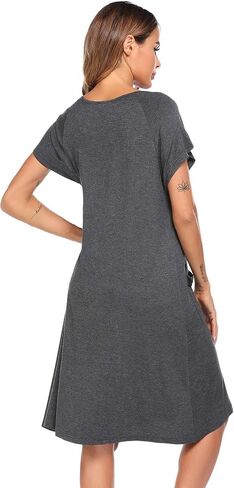 Ekouaer Nursing Sleep Dress Maternity Nightgown Short Sleeve Sleepshirt Cotton Nursing Nightwear Navy Blue S in Saudi Arabia