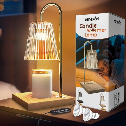 zenexcel Candle Warmer with Timer - Dimmable Electric Lamp for Jar Candles, Gifts for Moms, Women, Home Decor - 2 Bulbs in Saudi Arabia