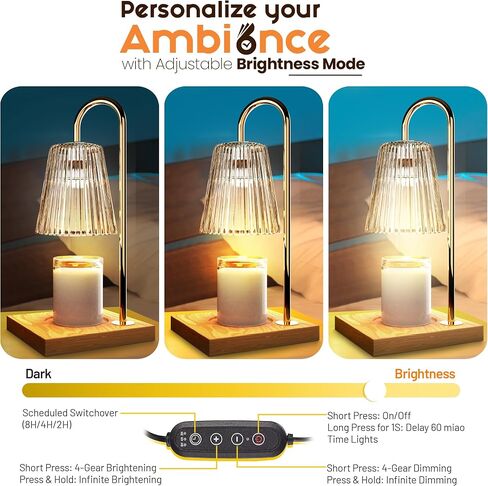 zenexcel Candle Warmer with Timer - Dimmable Electric Lamp for Jar Candles, Gifts for Moms, Women, Home Decor - 2 Bulbs in Saudi Arabia