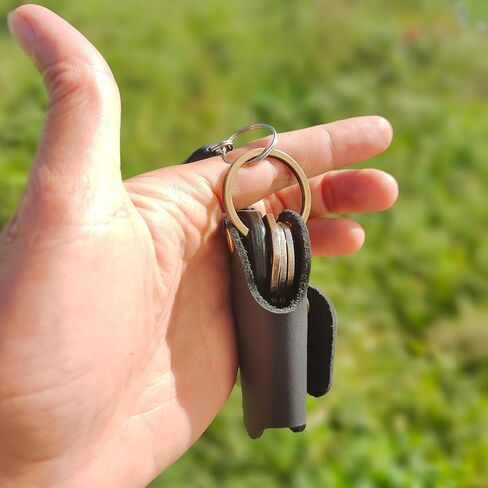 Men's Leather Key Holder - Minimalist Key Organizer and Handmade Leather Keychain, Compact Design to Keep Keys from Jingling in Kuwait