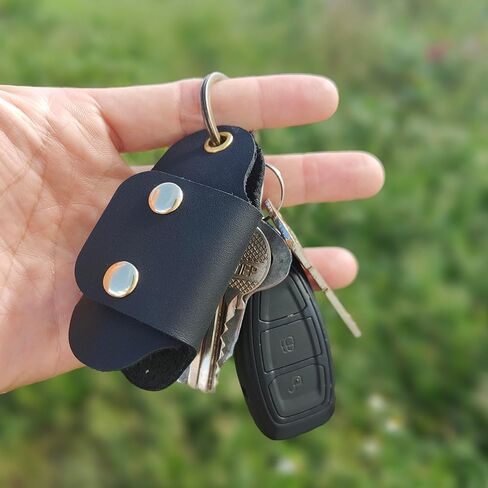 Men's Leather Key Holder - Minimalist Key Organizer and Handmade Leather Keychain, Compact Design to Keep Keys from Jingling in Kuwait