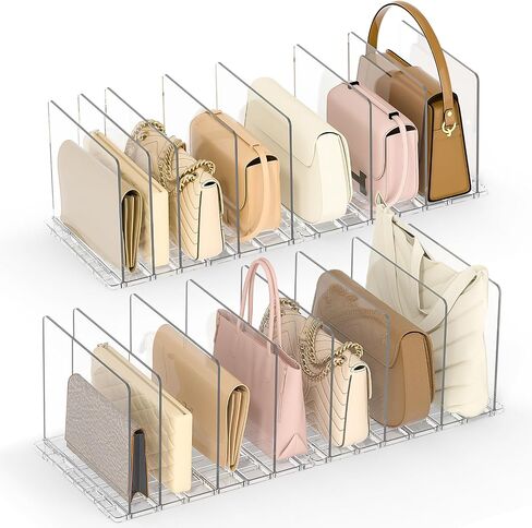 Bag Purse Organizer for Closet: 2-Pack Shelf Dividers Adjustable Acrylic Handbag Storage - Plastic Closet Organizers and Storage for Clutches - Keep Carteras & Pocketbook Upright in Saudi Arabia