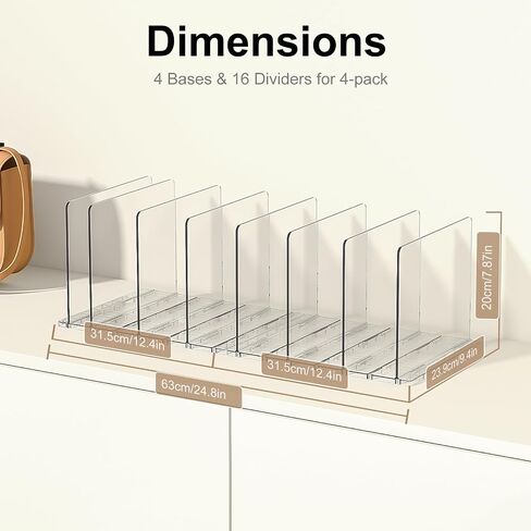 Bag Purse Organizer for Closet: 2-Pack Shelf Dividers Adjustable Acrylic Handbag Storage - Plastic Closet Organizers and Storage for Clutches - Keep Carteras & Pocketbook Upright in Saudi Arabia