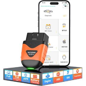 Autophix 3210 Pro Bluetooth OBD2 Scanner لـ ABS SRS ، فحص رمز المحرك ، قارئ قارئ أدوات المسح الضوئي للسيارات اللاسلكية مع دعم اختبار البطارية iPhone و iPad و Android لجميع المركبات