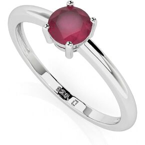 Natural Ruby Stackable Ring for Women in Sterling Silver, July Birthstone Jewelry Gifts for Her (Round, Oval, Pear)