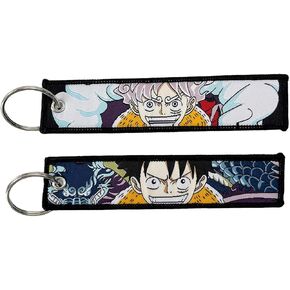 1 Pack Embroidered Anime Keychain Tag Jet Tag Key Chain with Key Ring - for Motorcycles,Car Anime Gifts