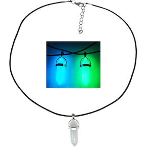 cjiayujew Vintage Natural Natural Luminous Crystal Necklace hexagonal Prism Fluorescent Stone Necklace Pendulum Jewelry