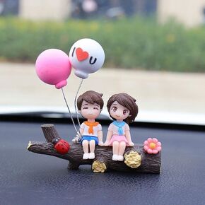 1pc Lovely Cartoon Couple Car Decoration,Car Dashboard Decorations Girl and Boy Ornament,Car Interior Resin Ornaments Suit,Figurine Gifts for Automotive, for Couples,Home Décor Accents
