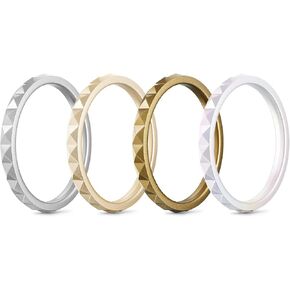 Egnaro Ergonomic Breathable Stackable Silicone Ring:2.5mm Wide - 2mm Thick Rubber Rings Women with Half Size