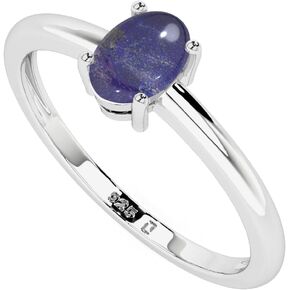 Natural Lapis Lazuli Stackable Ring for Women in Sterling Silver, September Birthstone Jewelry Gifts for Her (Prong-Set)(Round, Oval, Pear)