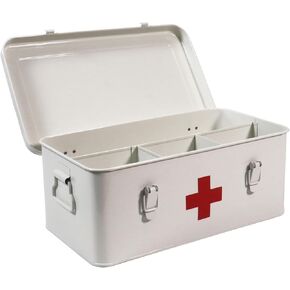 First Aid Box Empty, Metal Medicine Box with Safety Lock, Medical Storage Organizer, First Aid Kit Supplies Organizer for Emergency Set (Green)