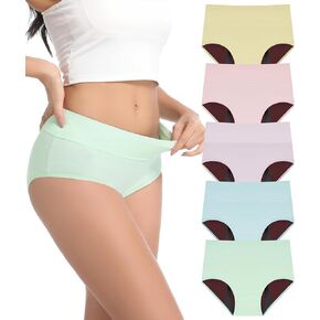 Women's Incontinence Underwear, 100ml Leak-Proof Period High Waisted Brief Heavy Flow Bladder Leak Washable Cotton 5 Pack (Multicolor01, X-Large)