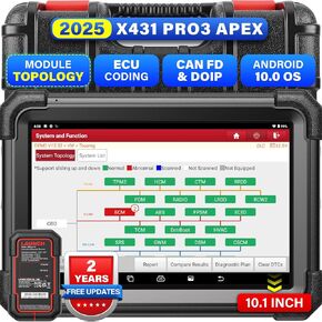 إطلاق X431 Pro3 Apex OBD2 Scanner 2025 أداة تشخيص لاسلكية تمت ترقيتها مع DBSCAR VII ، تعيين طوبولوجيا OEM ، الترميز عبر الإنترنت ، DOIP CANFD ، 55+ خدمات ، Autoauth FCA SGW ، 10.1 بوصة